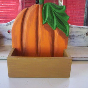 Pumpkin Card Holder/Wood box Placement Card Holders/Vintage fall letter holder/Rustic cottage chic wood letter holder/Pumpkin letter Holder