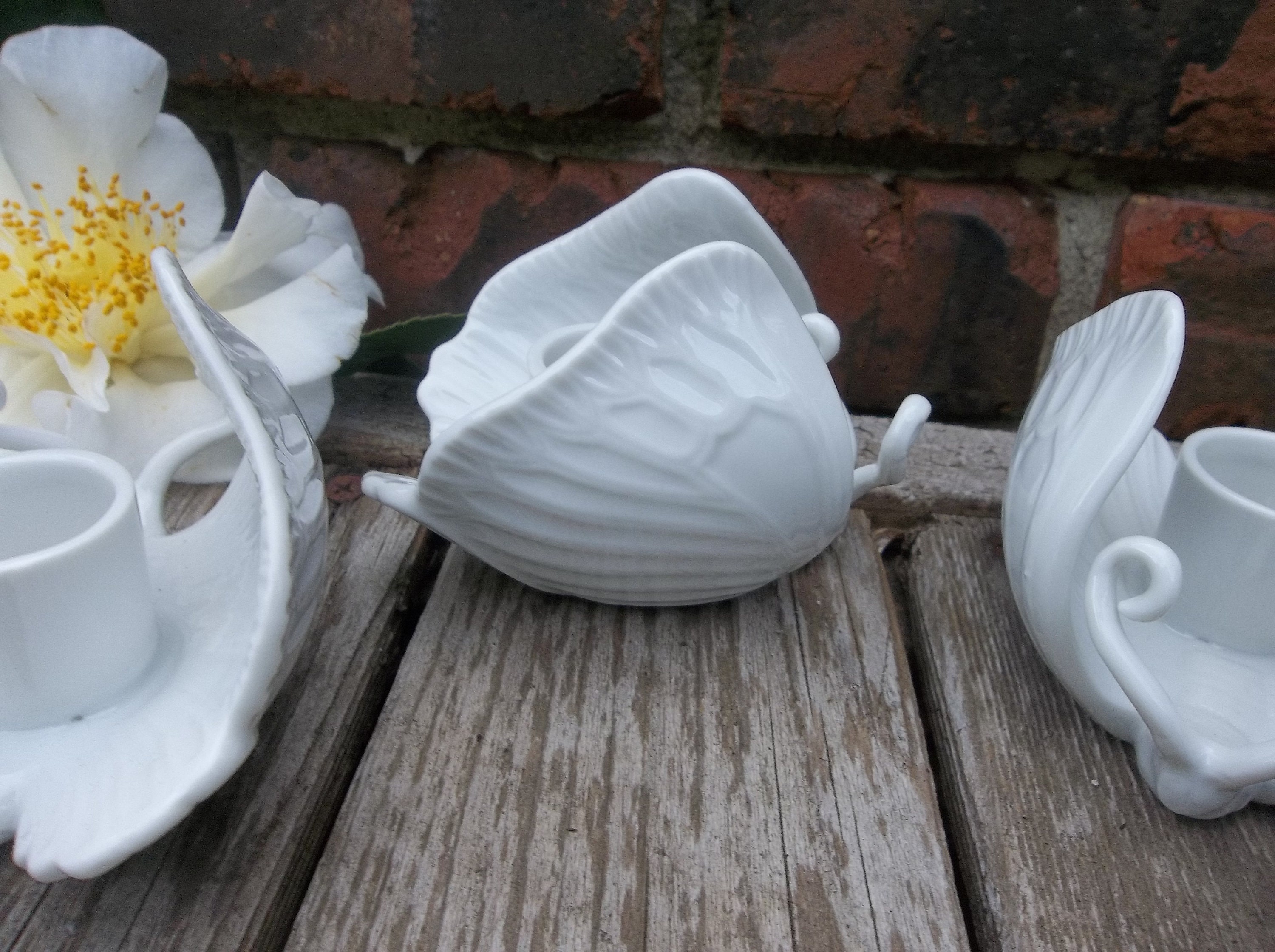 4 Vintage Ceramic candle holder/Butterfly shape ceramic candle Etsy