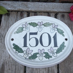 Vintage ceramic number tiles/Address Numbers/House Number Tiles/Salvage number/Number 1501/Hand Painted Ceramic Vintage number floral tiles