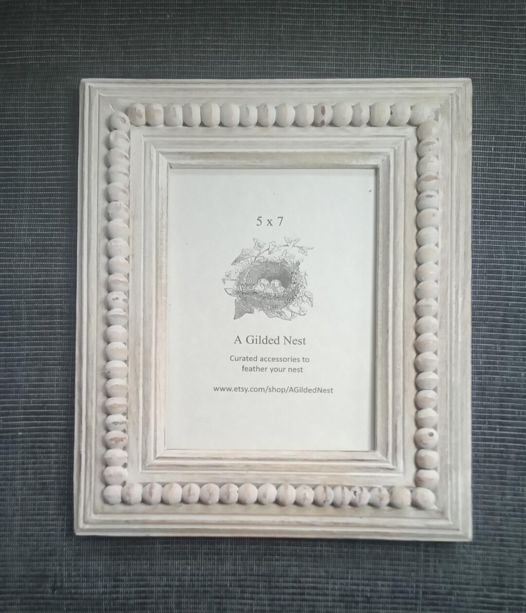 Mud Pie White-Washed Square Beaded Frame main image 0