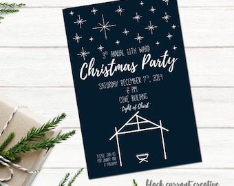 Minimalist Nativity Christmas Party Invitation (Digital Download)
