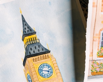 Big Ben Watercolor Print | London Artwork