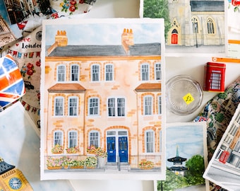 Charming Homes of London Watercolor Print | London Artwork