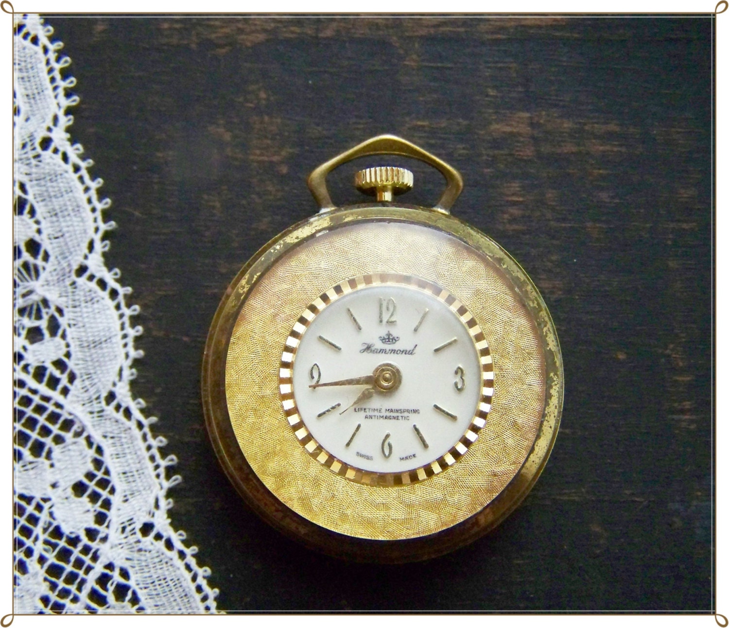 Vintage Pocket Watch Hammond Swiss Made Works Etsy
