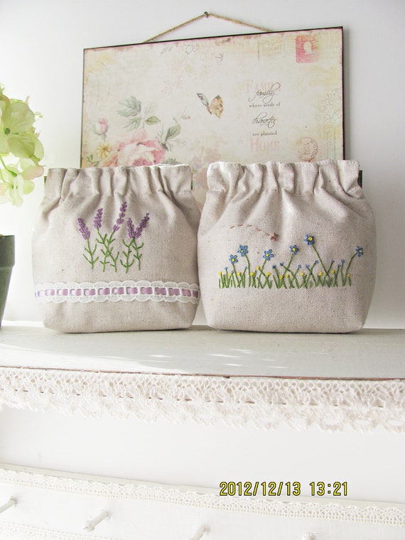 Sale Hand embroidery flex frame purse pouch lavender and Etsy