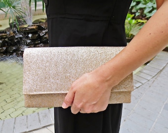 Sale 25% off Bridesmaids clutch, gold clutch shimmering sparkling glittering wedding bridal evening purse