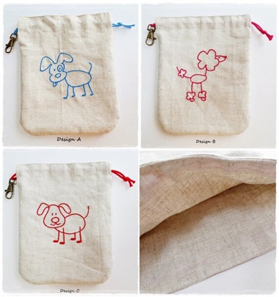 Items similar to Dog treat pouch or dog walking drawstring pouch with