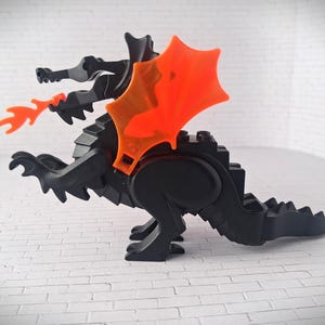 Vintage LEGO Black Dragon with Transparent Neon Orange Wings - 1997 - Dragon Mini Build