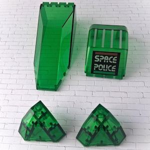 Vintage 1992 LEGO Space Police II Parts Lot - 4 Transparent Emerald Green Parts