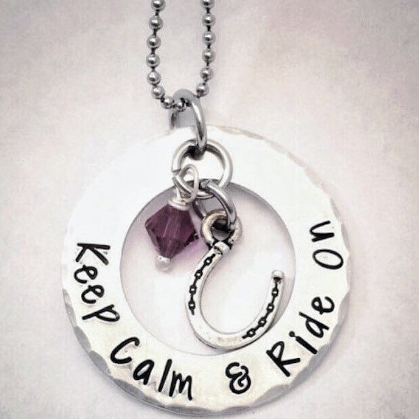 Keep Calm & Ride On necklace - handmade - horse jewelry - horse - horse gifts - horseshoe - horses - equestrian - gifts for horse lovers - b