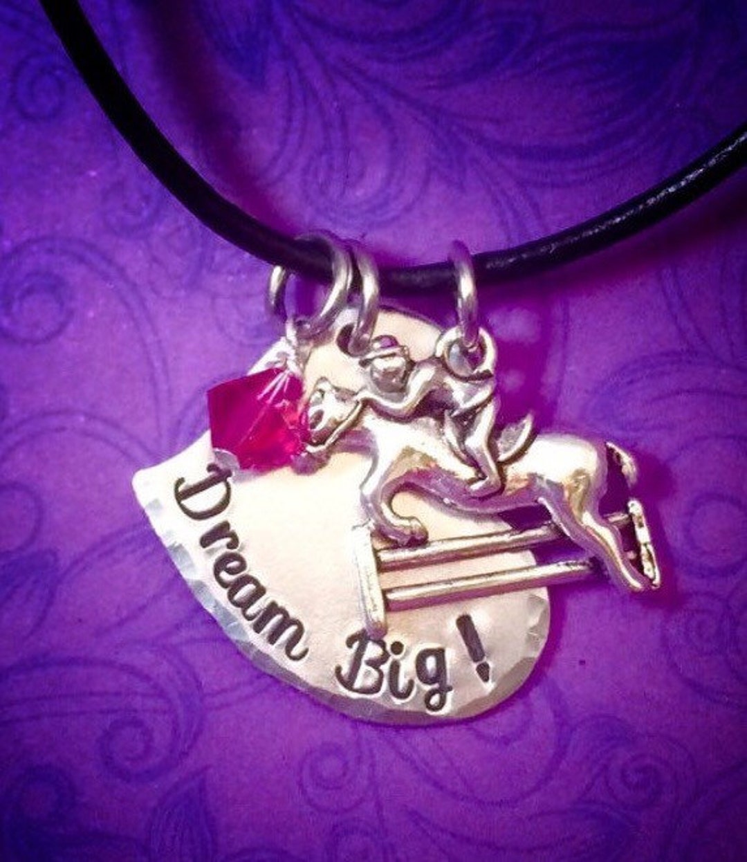 16 Leather Cord Hand Stamped Horse Necklace Dream Big Etsy