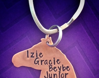 Personalized Horse Name Keychain: Hand Stamped Copper, Horse Lover Gift