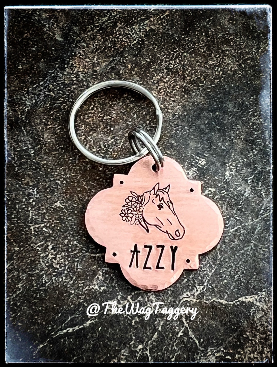Personalized Pretty Horse Name Tag With Flowers for Halter Etsy