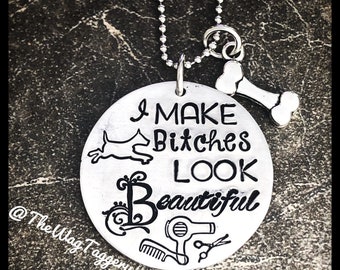 Necklace for dog groomers - dog grooming - make bitches - beautiful - dog vons - scissors - gift for dog groomers
