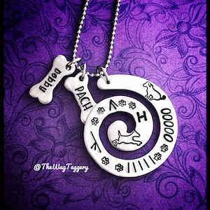 Dog agility necklace - dog name - titles - dog bone - agility course - hand stamped - hypoallergenic - personalized - gift ideas