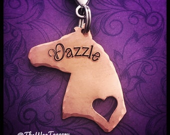 Personalized Copper Horse Bridle Tag: Hand Stamped Keychain