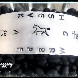 Hand stamped horse bracelet - Dressage Arena - Horses give us the wings we lack