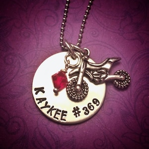 MX name and number - personalized motocross necklace - MX gift - dirt bike