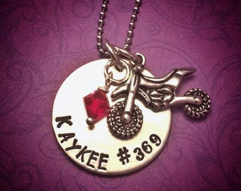 MX Name und Nummer - personalisierte Motocross Halskette - MX Geschenk - Dirt Bike