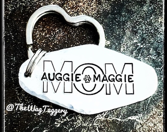Hand Stamped Dog Mom Keychain: Personalized Aluminum Pet Gift