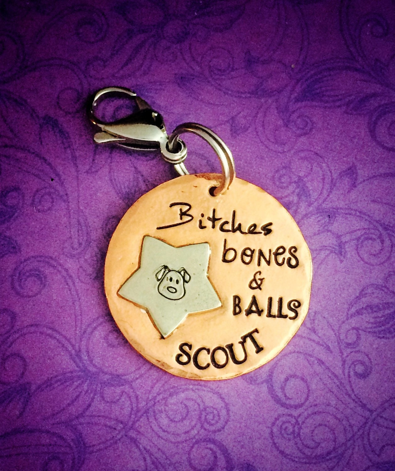 Personalized hand stamped dog ID tag your dog's name Etsy