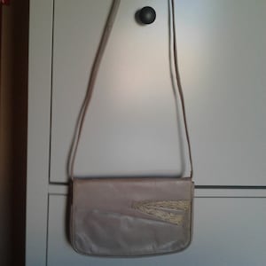 Small 1980&#39;s lilac handbag with faux snake skin detail