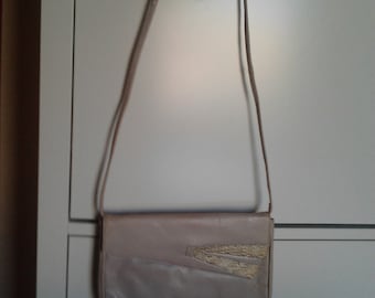 Small 1980's lilac handbag with faux snake skin detail