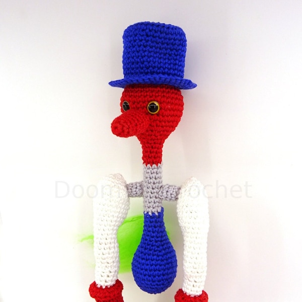 Oiseau buveur amigurumi peluche crochet geek années 70