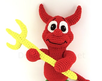 Diable rouge Peluche crochet Beastie Free BSD mascotte en coton