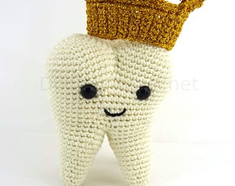 Figura decorativa textil con forma de corona dental para el hogar, consultorio del dentista, estudiante de odontología; Juego de palabras