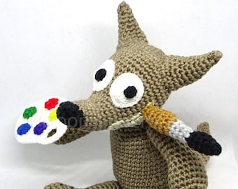 Dog Wolf GIMP textile figurine GIMP logo software image editing software; handmade cotton amigurumi crochet