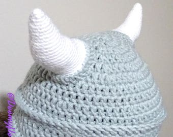 Adult viking hat with light grey wire hook and white horns; fantasy viking warrior cosplay; viking fantasy warrior.