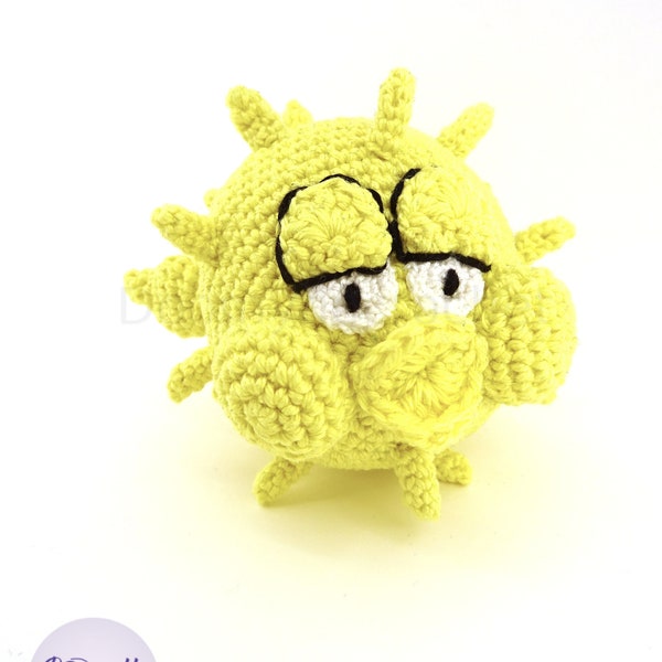 Poisson globe OpenBSD amigurumi coton jaune crochet