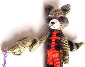 Rocket Raccoon Cotton crocheted Figurine; Film guardians of the galaxy; raccoon; mutant