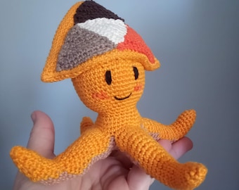 Peluche Mascotte pieuvre Peertube en coton au crochet