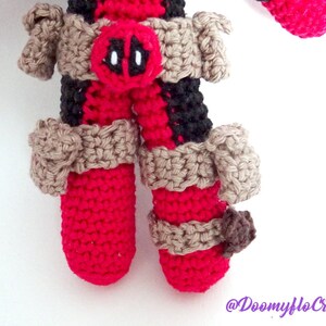 Deadpool amigurumi cotton crochet doll superheros red and black figurine textile comics usa image 9