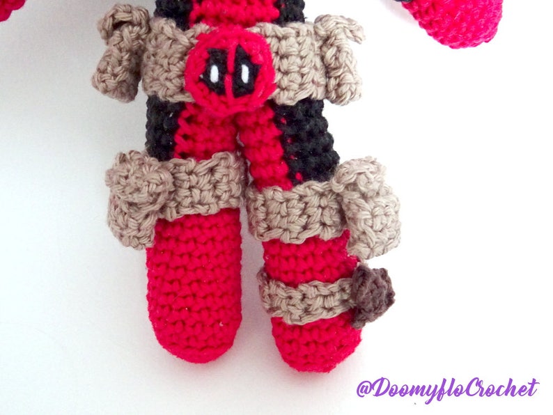 Deadpool amigurumi cotton crochet doll superheros red and black figurine textile comics usa image 9