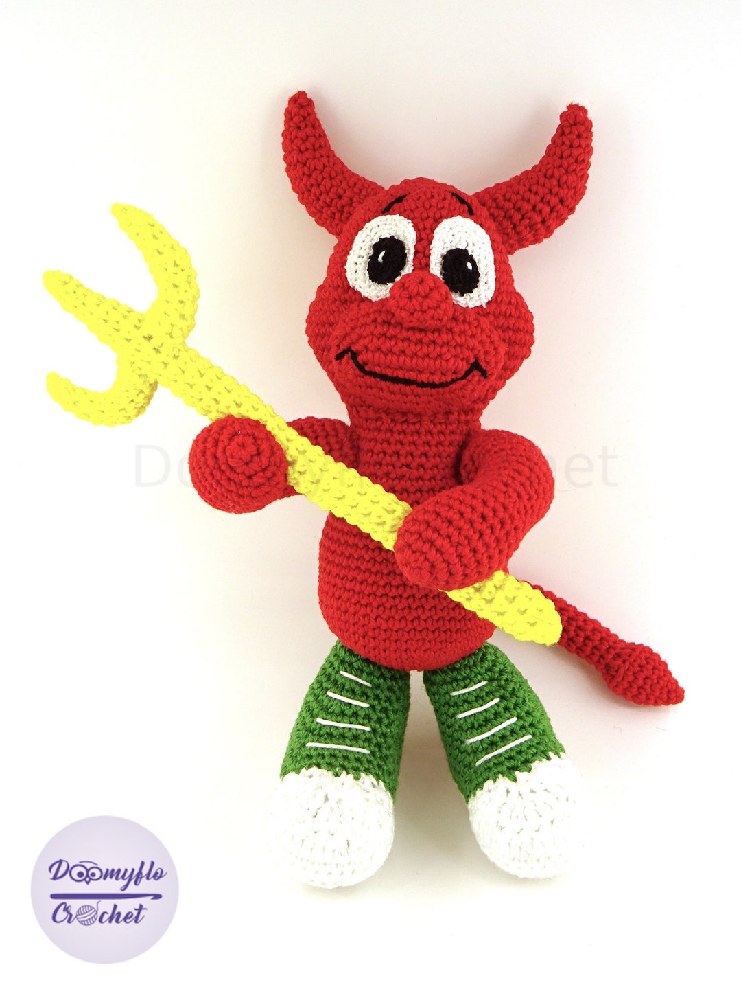 Red Demon Daemon Beastie BSD Devil Mascot Free BSD Crochet Cotton