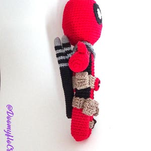 Deadpool amigurumi cotton crochet doll superheros red and black figurine textile comics usa image 8