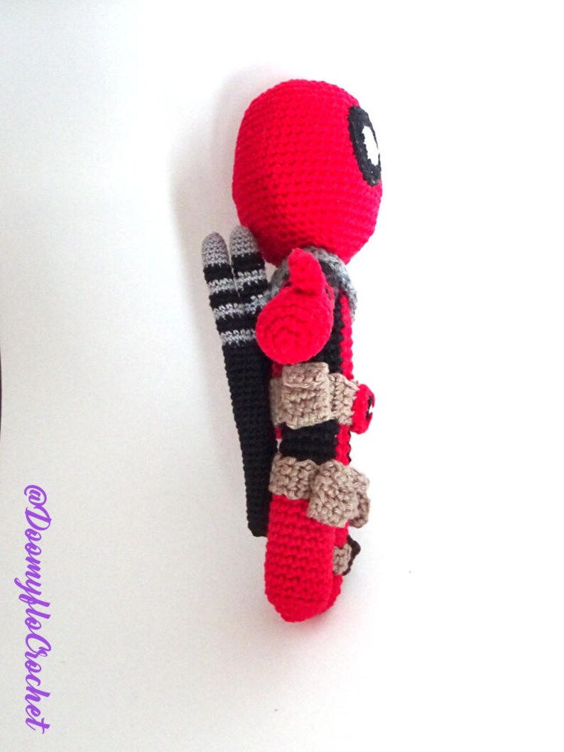 Deadpool amigurumi cotton crochet doll superheros red and black figurine textile comics usa image 8