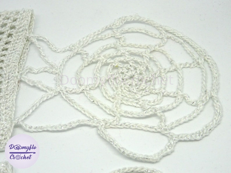 Mittens spider web in white and silver crochet cotton image 8