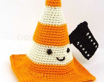 Peluche VLC cône de chantier inspiré du logiciel vlc mediaplayer au crochet en coton