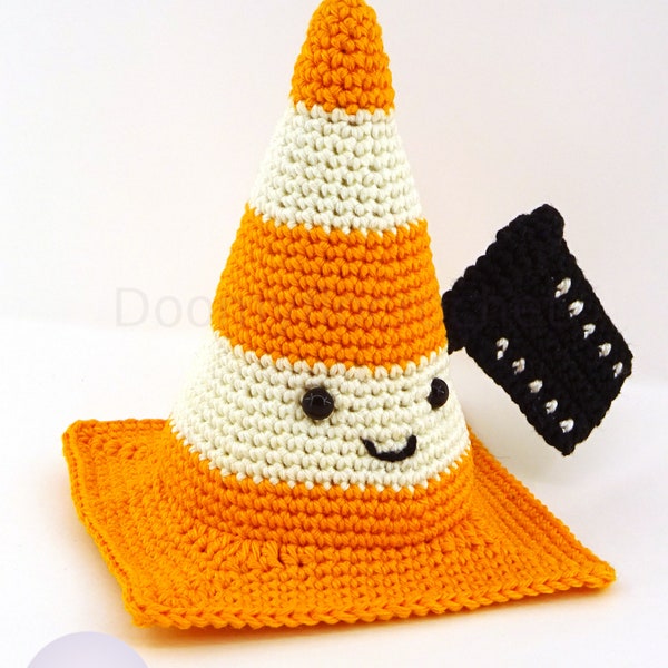 Peluche VLC cône de chantier inspiré du logiciel vlc mediaplayer au crochet en coton