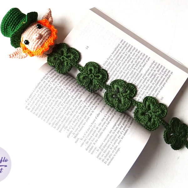 Marque pages coton lutin Leprechaun irlande St Patrick au crochet