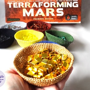 Terraforming Mars bols rangement jeu société en coton au crochet image 5