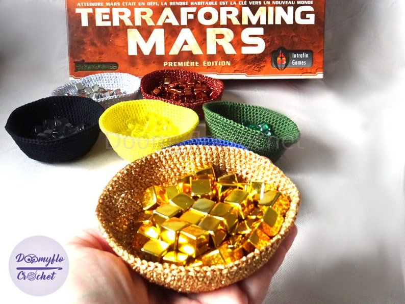 Terraforming Mars bols rangement jeu société en coton au crochet image 5