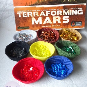 Terraforming Mars bols rangement jeu société en coton au crochet image 3