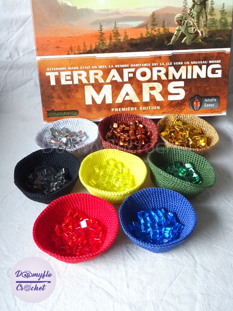 Terraforming Mars bols rangement jeu société en coton au crochet image 3