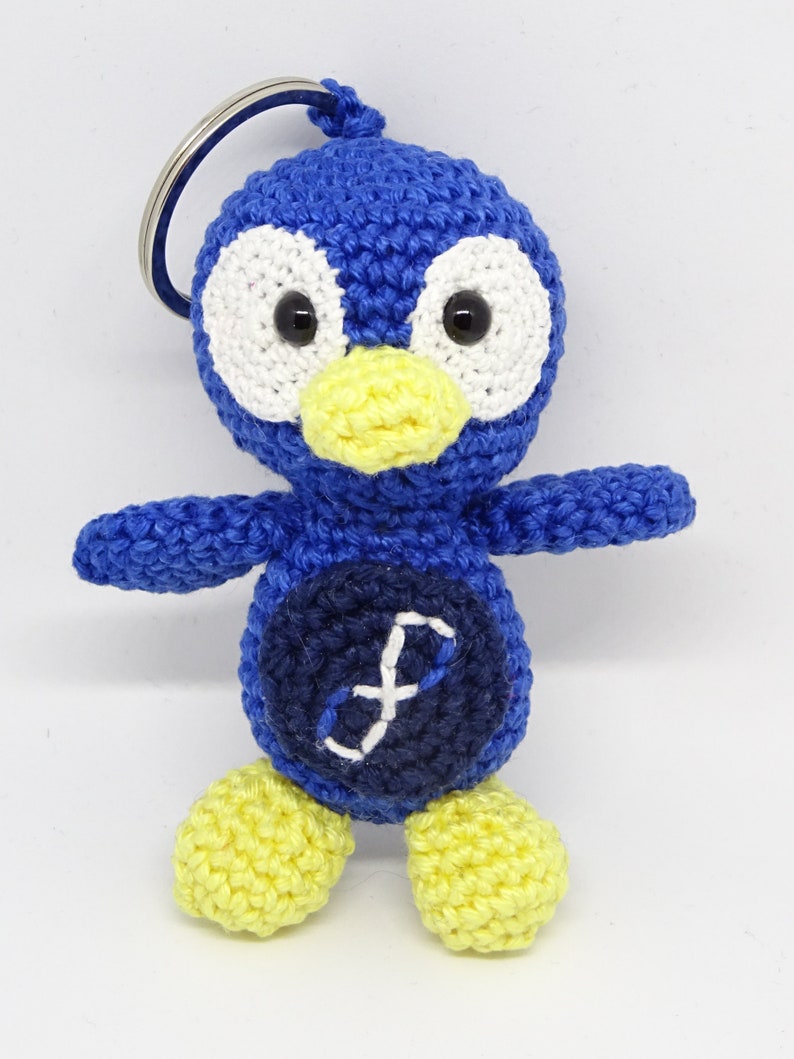 Penguin Keychain Cotton Crocheted With Logo Linux Debian Etsy