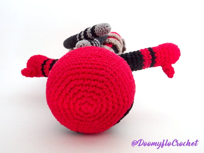 Deadpool amigurumi cotton crochet doll superheros red and black figurine textile comics usa image 7